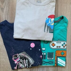 Kids Graphic Print Tees - Grey, Navy, Teal